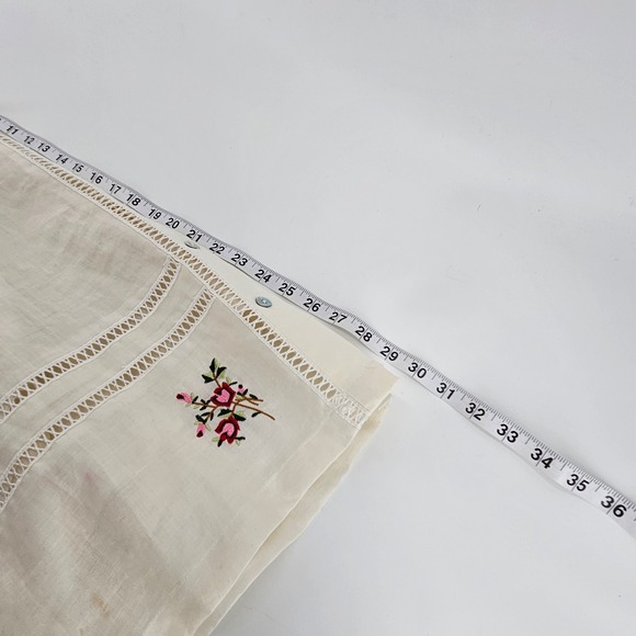 Vintage Embroidered Floral Linen Shirt‎ Top 22W Cream Romantic Coastal Blouse - Picture 7 of 9
